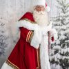 Majestic Robe in Scarlet with Snow White Fur and Green and Gold Braid
