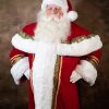 Majestic Robe in Scarlet with Snow White Fur and Green and Gold Braid - Image 4