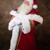 Majestic Robe in Scarlet with Snow White Fur and Green and Gold Braid - Image 2