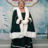 Green cape and dress with white rabbit fur