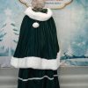 Green cape and dress with white rabbit fur - Image 3