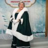 Green cape and dress with white rabbit fur - Image 2