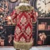 Waffle weave gold paisley coat on a medium Red background with Brown fur is very majestic. - Image 2