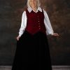 Black velvet skirt, white blouse with Xmas paisley vest - Image 2