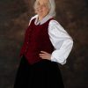 Black velvet skirt, white blouse with Xmas paisley vest
