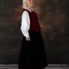 Black velvet skirt, white blouse with Xmas paisley vest - Image 3