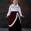 Black velvet skirt with Xmas paisley side overlay and white blouse