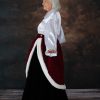 Black velvet skirt with Xmas paisley side overlay and white blouse - Image 2