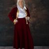 Xmas velvet skirt, white blouse, Xmas paisley jacket with gold satin cuffs and front - Image 2