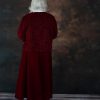 Xmas velvet skirt, white blouse, Xmas paisley jacket with gold satin cuffs and front - Image 3