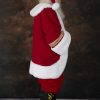 Red wool continental coat with swoop in white rabbit - Image 4