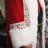 Elegant Scarlet Velvet Robe with White and Green Holly Trim - Image 3