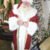X-Mas Red Wool Melton Robe with Polar Bear Fur and Holly Trim