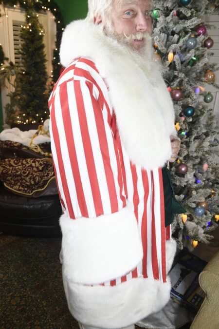 Candy Cane Stripe Royal Robe with Arctic Fur Collar - Image 2
