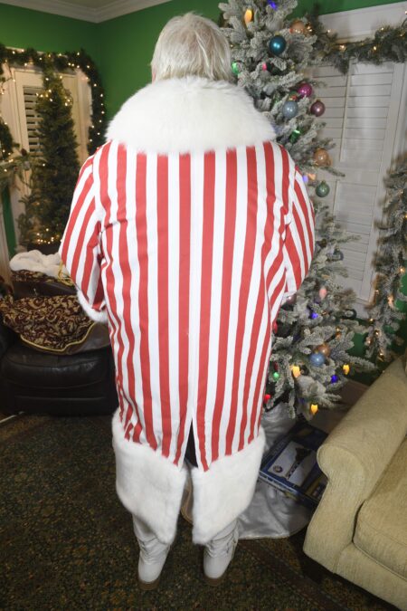 Candy Cane Stripe Royal Robe with Arctic Fur Collar - Image 3