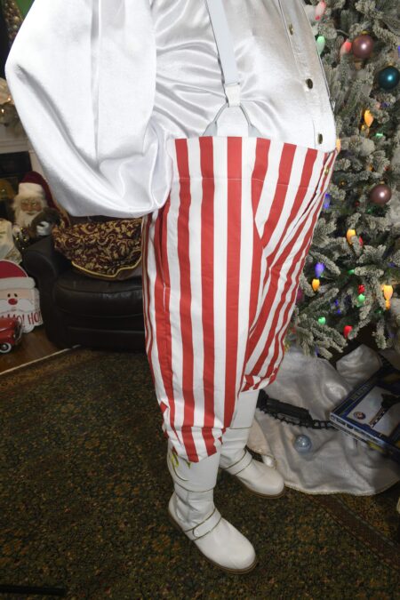 White Leather Santa Boots with Optional Gold Buckle and Brass Bell Strap
