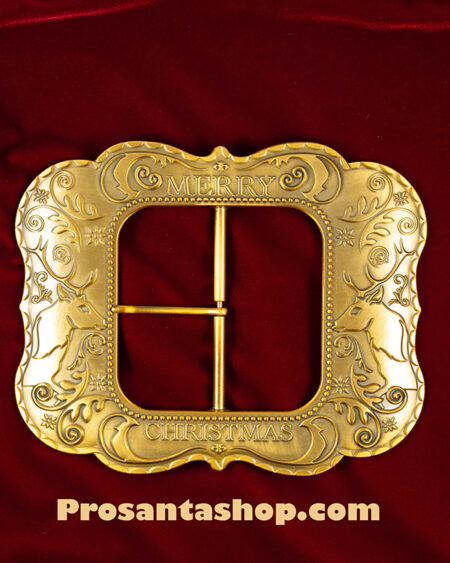 "Merry Christmas" buckle in four finishes (Gold, Antique Gold, Silver, Antique Silver)