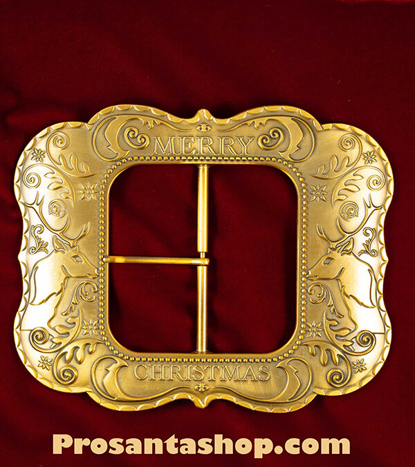 “Merry Christmas” buckle in four finishes (Gold, Antique Gold, Silver, Antique Silver)