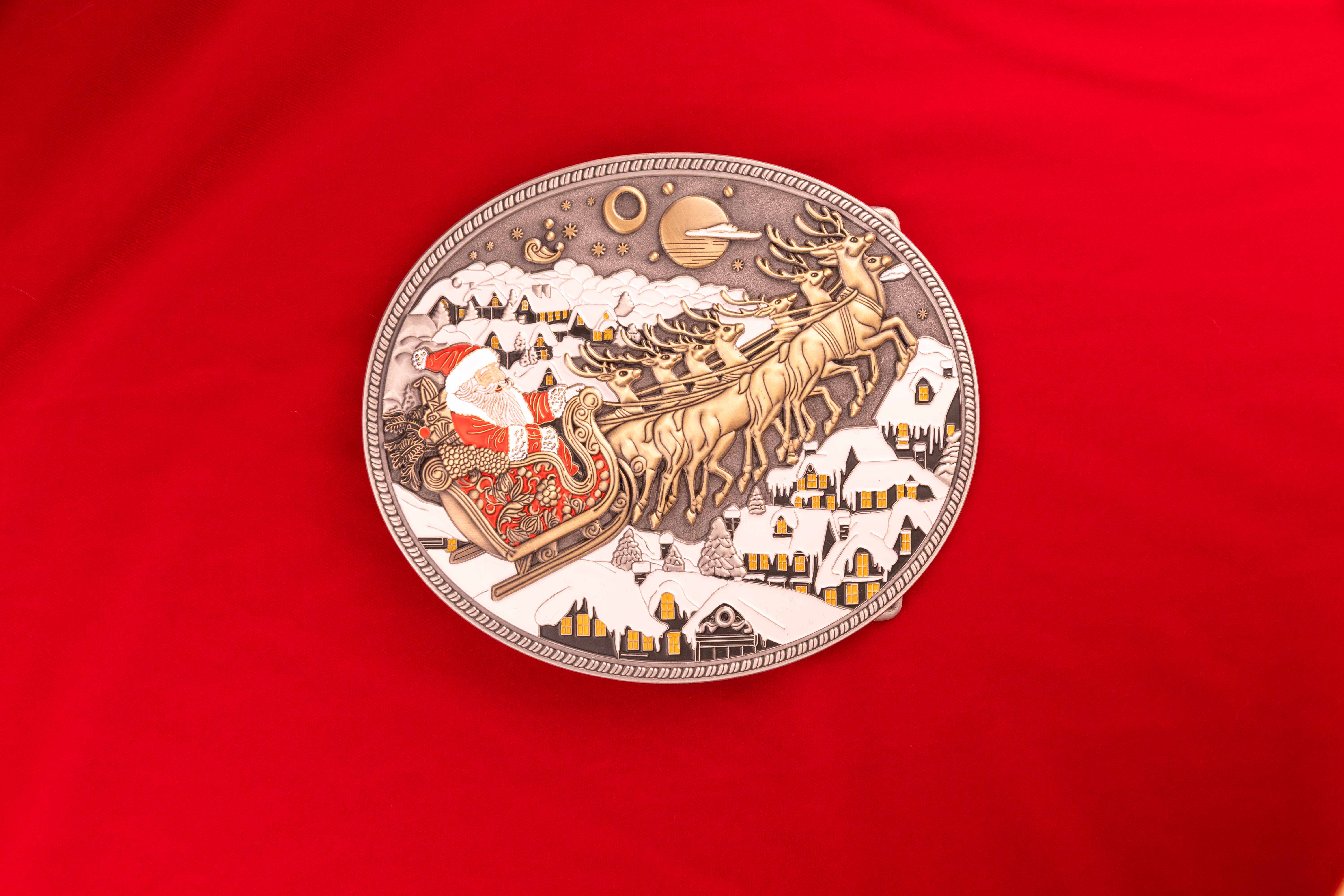 Santa Sleigh Ride Belt Buckle
