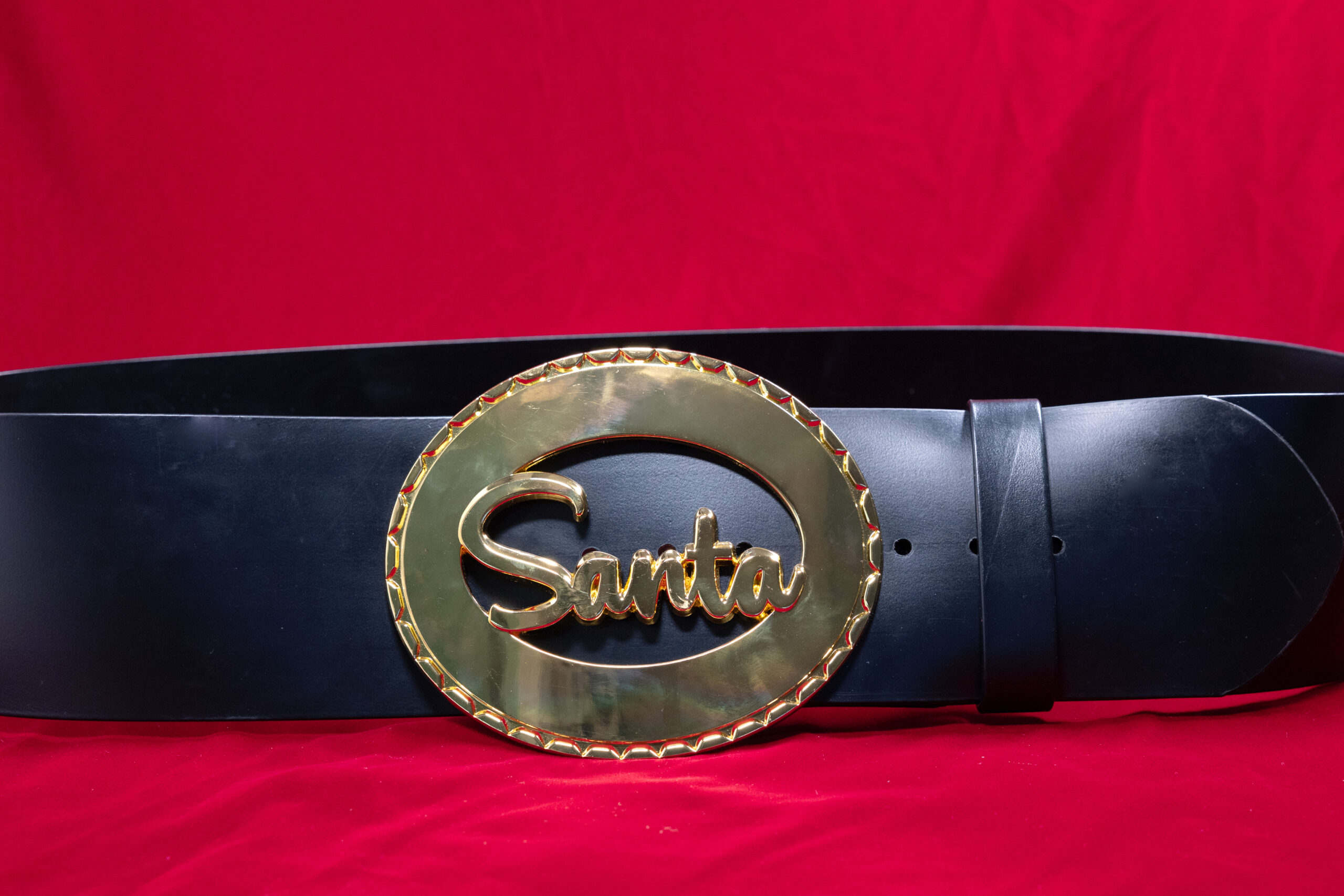 Biothane Black 4" Belt with Choice of Santa Cutout Buckle