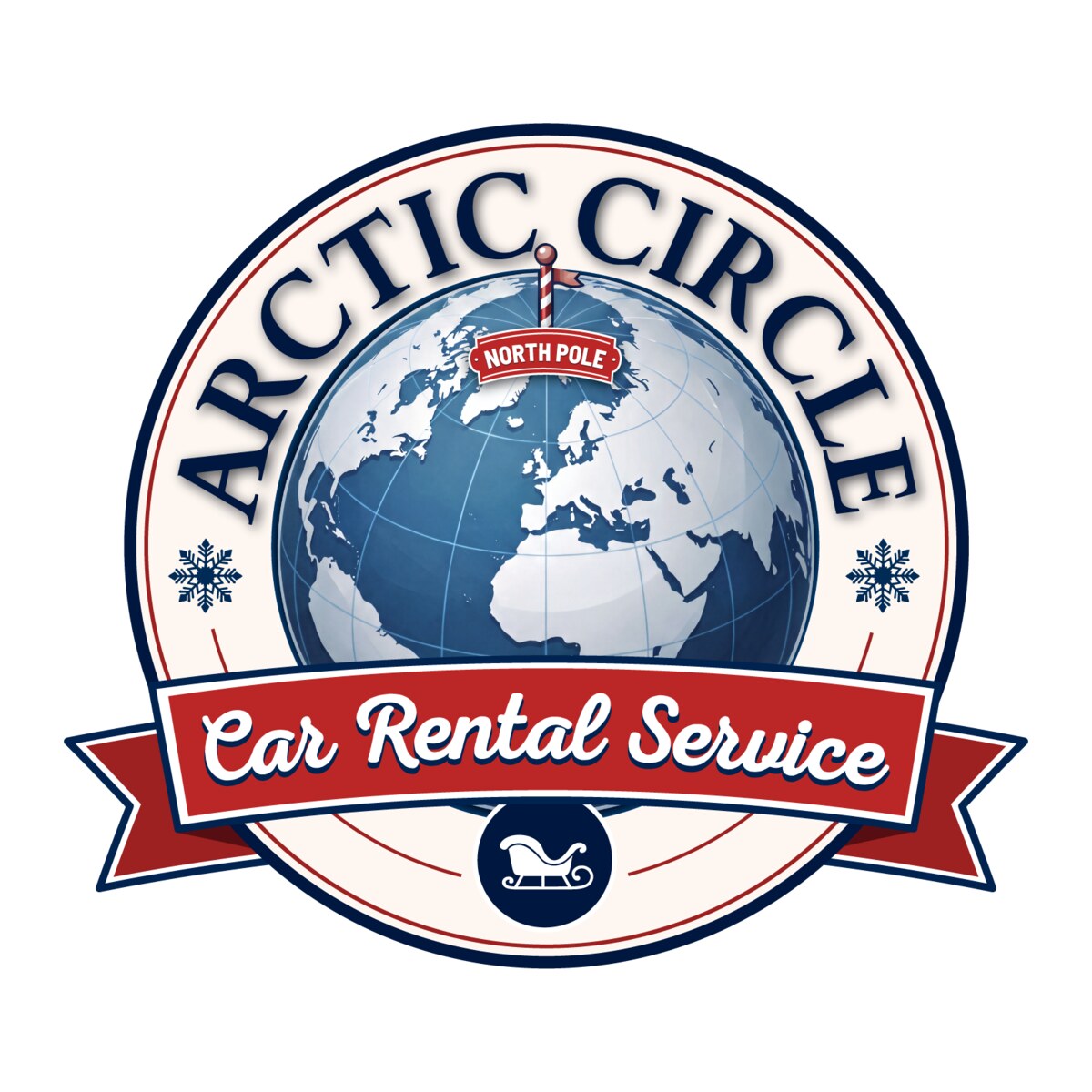 Arctic Circle Car Rental Service round badge design for 24 inch car door magnet